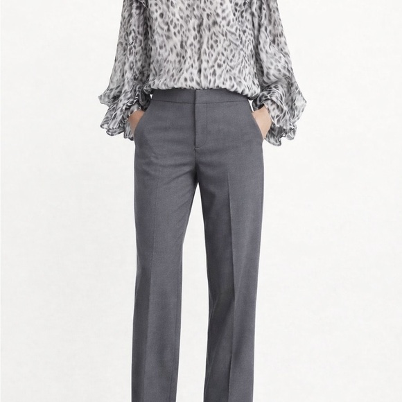 Ann Taylor Pants - Elegant Gray and Off white ruffled blouse